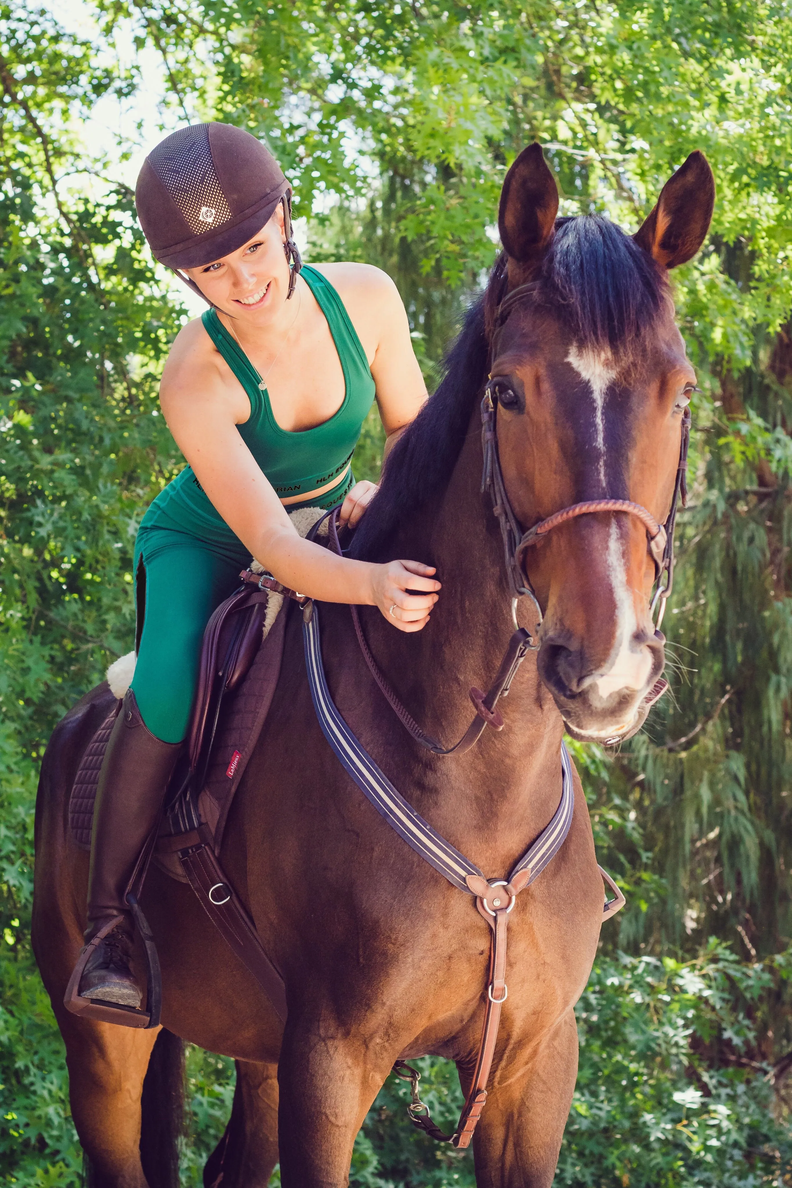 Active Equestrian sports bra in Forest Green