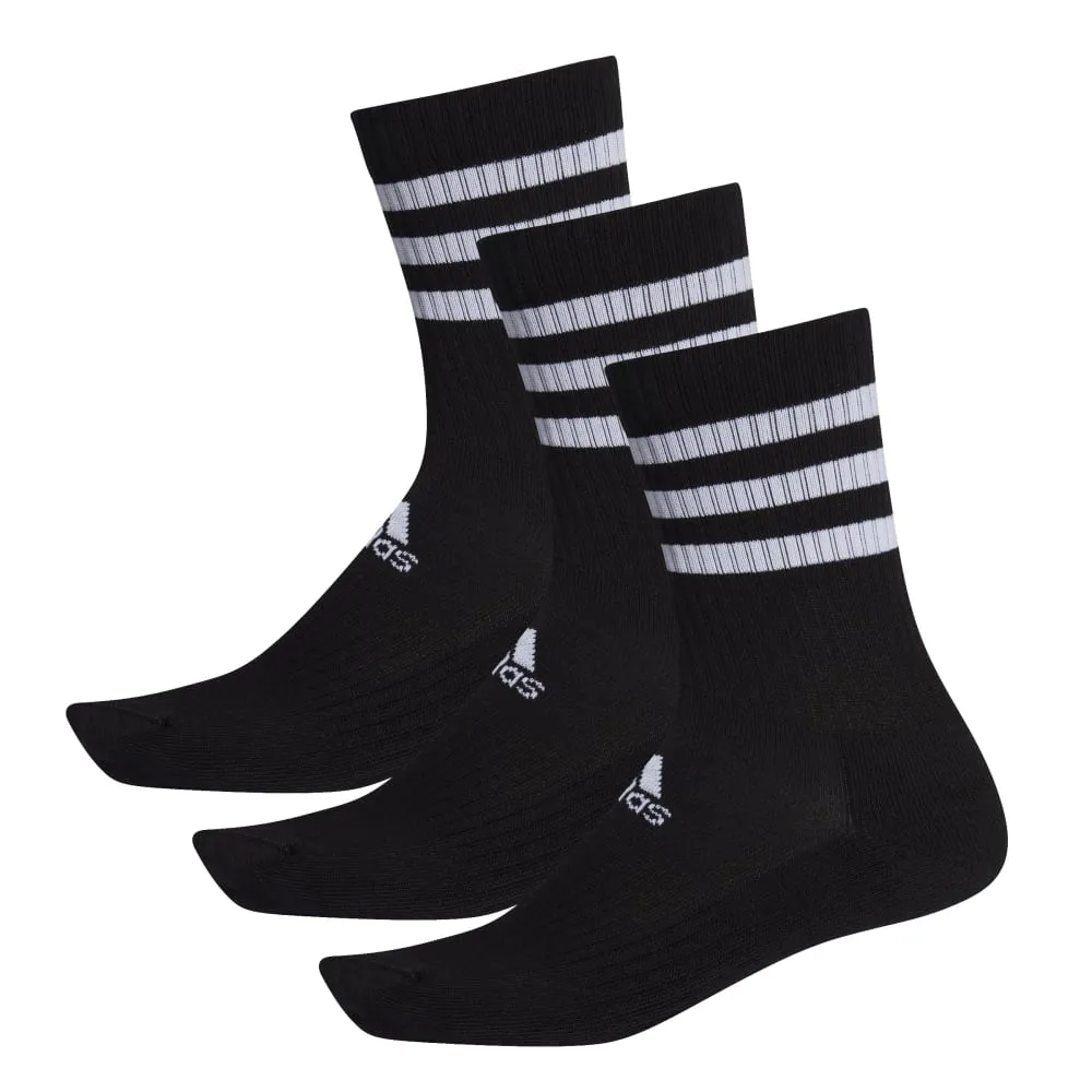 Adidas Unisex Cushioned 3-Stripe Crew Socks - 3 Pairs