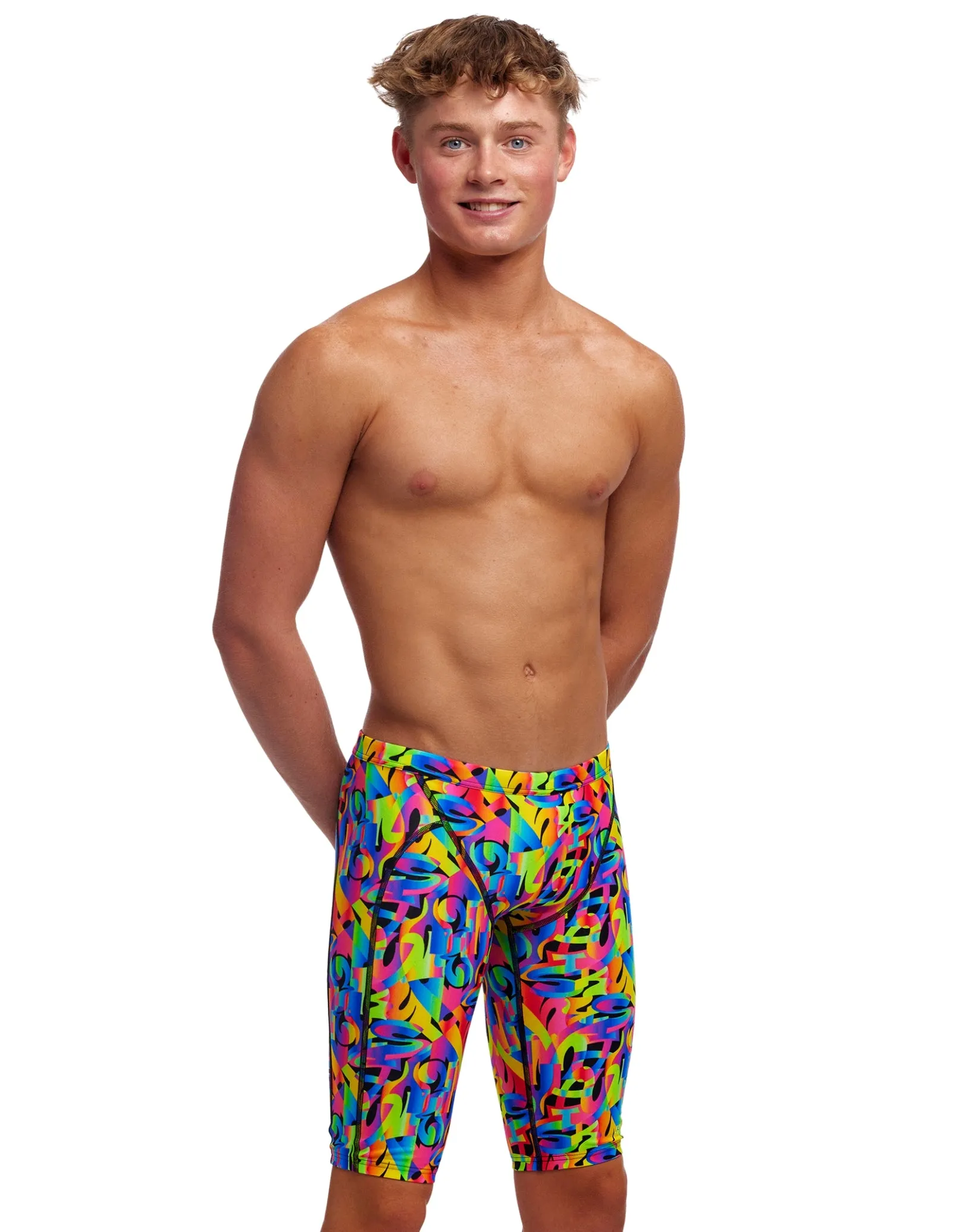 Boys Colour Funk Swim Training Jammer - Multi