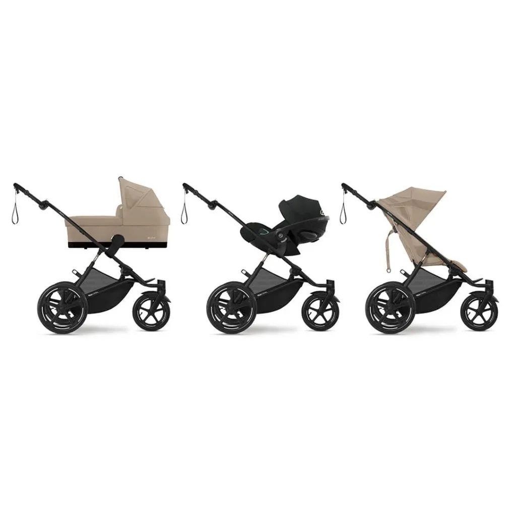 CYBEX AVI SPIN Black 3 Wheel Pushchair - Almond Beige (2024 New Generation)