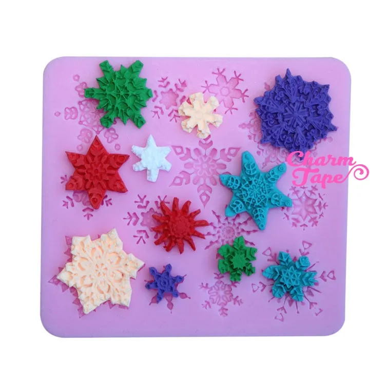 Frozen Ice Snowflake charm Silicon mold flexible, for polymer clay, resin jewelry or cake making C010