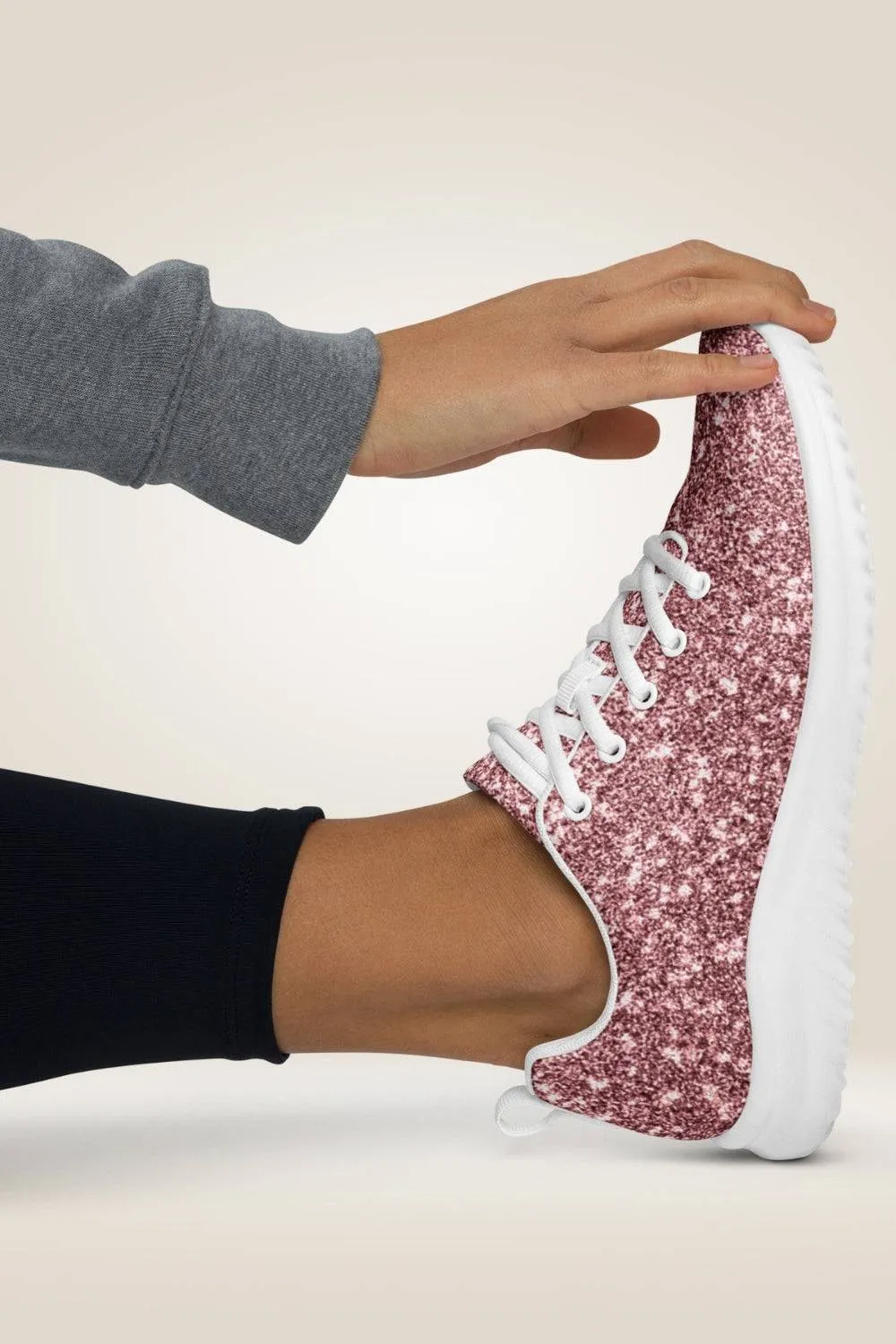 Lace Up Pink Glitter Sneakers