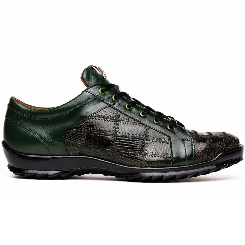 Marco Di Milano Bari Patchwork Lizard Sneakers in Green