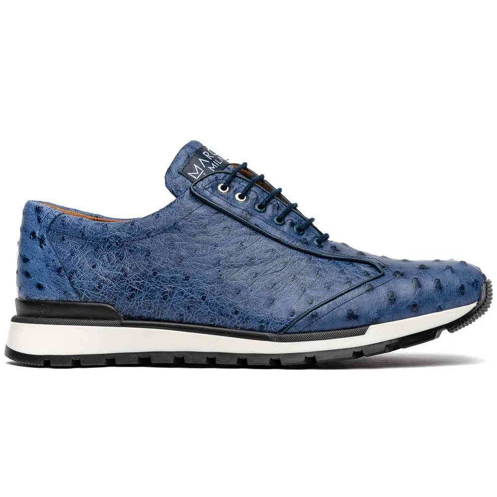Marco Di Milano Scanno Antique Navy Ostrich Quill Sneakers