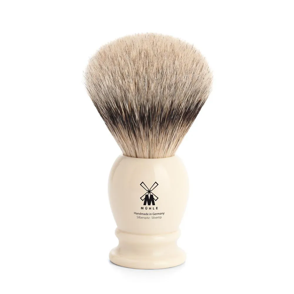 MÜHLE CLASSIC Shaving Brush, Silvertip Badger, Faux Ivory, Large