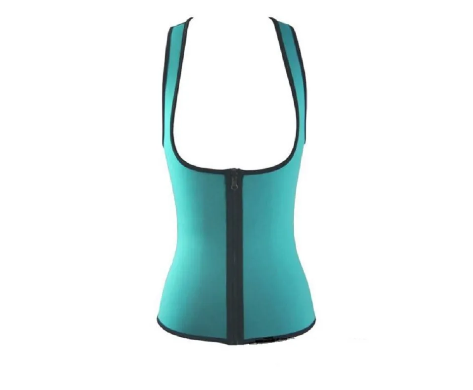 Neoprene Under Bust Zippered Waist Training Vest -Black, Green, Orange, Pink, or Yellow