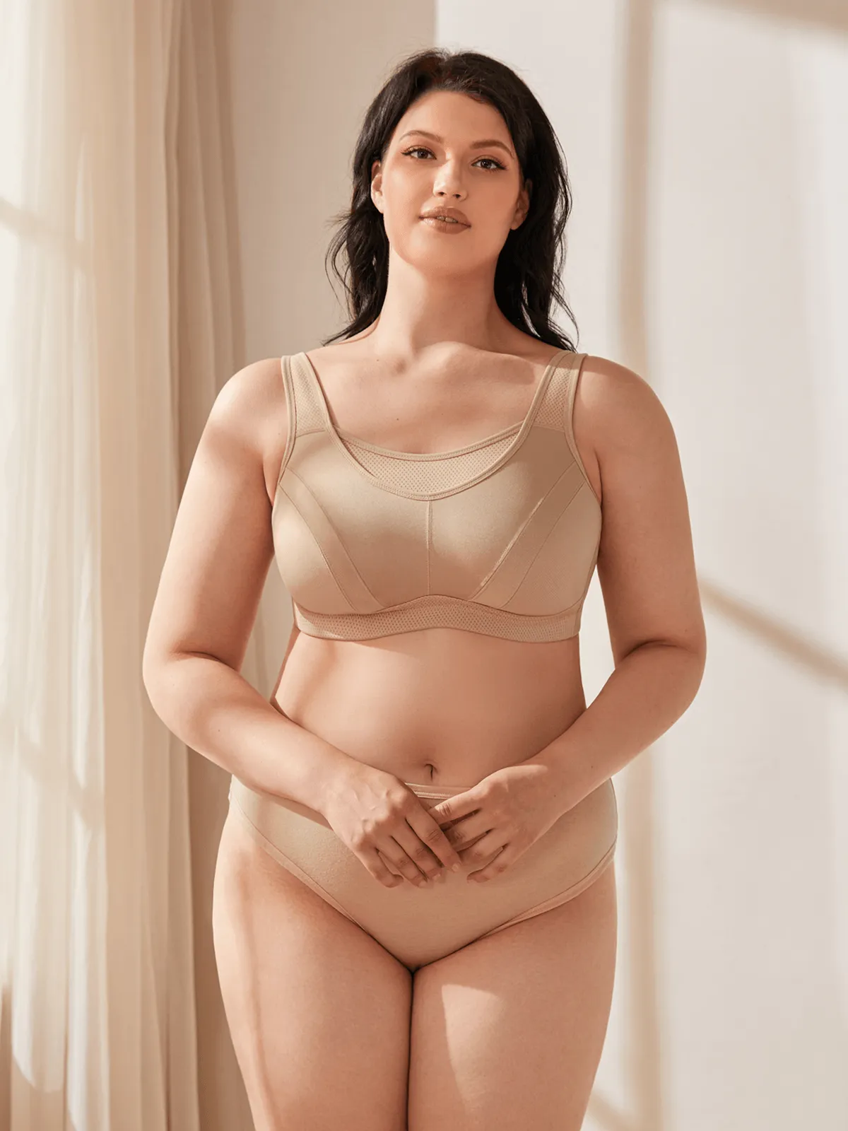 Plus Size Non Padded Yoga Sports Bra Nude