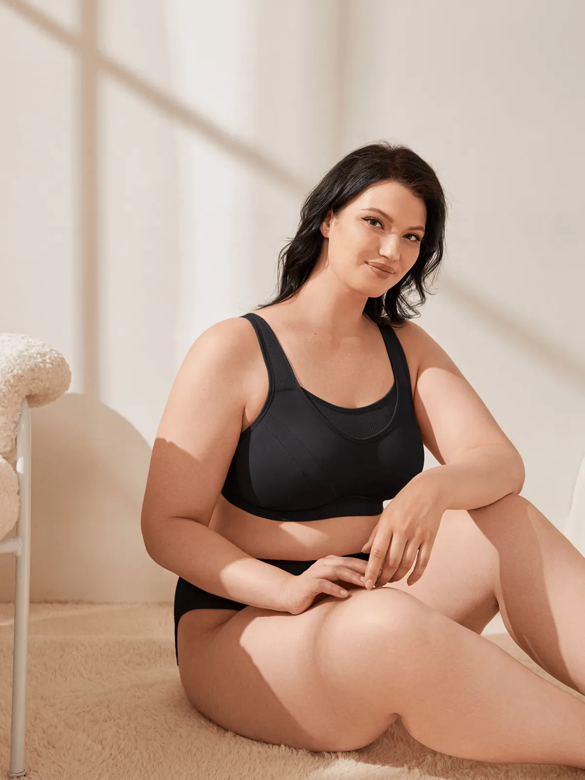 Plus Size Non Padded Yoga Wirefree Sports Bra Black