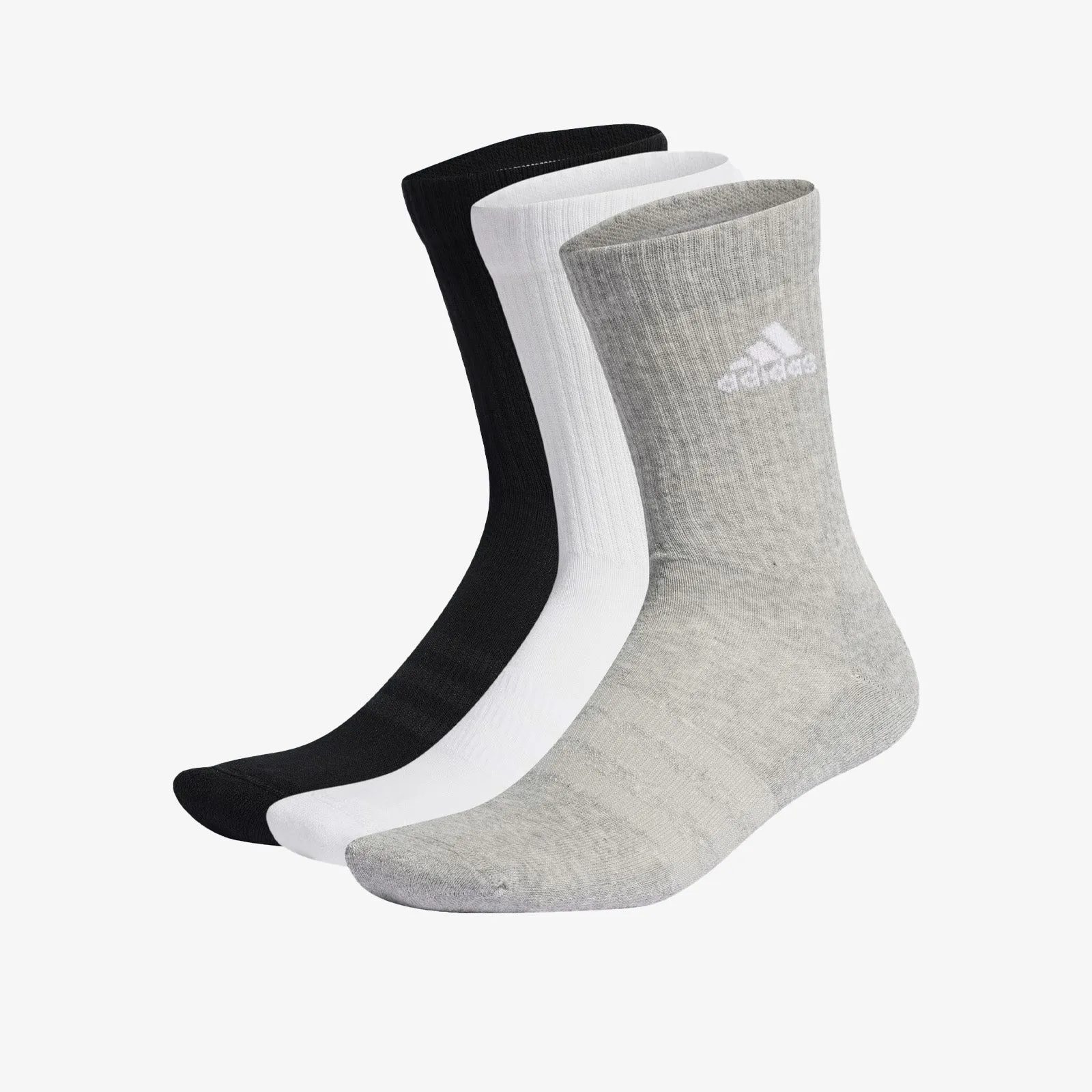 Sportswear Cushioned Crew Socks (3 Pairs) - Black/White/Grey