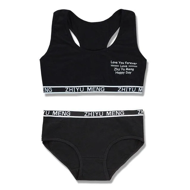 Teenage Clothes Sets Teenager Sport Underwear Training Bra For Girls Teen Bra And Panties Sets 8-14Y
