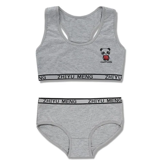 Teenage Clothes Sets Teenager Sport Underwear Training Bra For Girls Teen Bra And Panties Sets 8-14Y